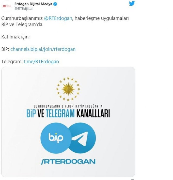recep tayyip erdoğan telegram
