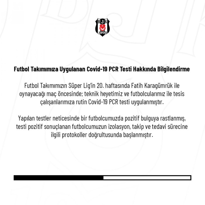 Beşiktaş'ta 1 futbolcu koronavirüse yakalandı