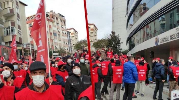 CHP'li Kartal Belediyesi işçilerinden 'toplu iş sözleşmesi' eylemi
