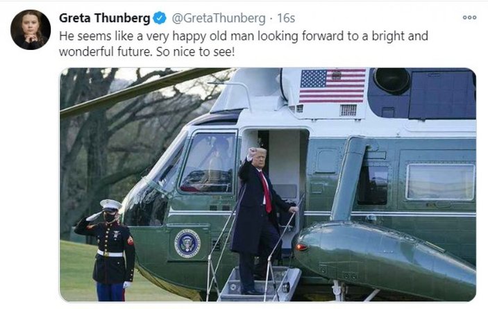 Greta Thunberg, Trump'ı kendi sözleriyle uğurladı