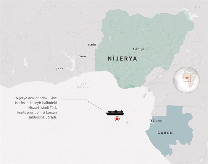 Korsanların kaçırdığı Türk gemisi Gabon'da