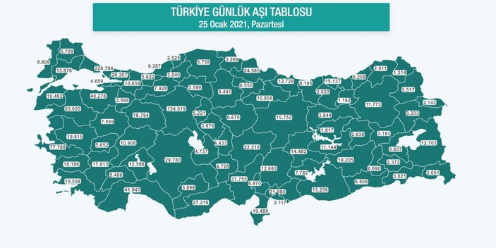 Türkiye'nin aşı haritası erişime açıldı