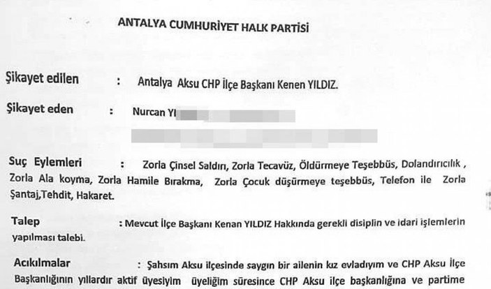 CHP'nin son tecavüz olayı Antalya'da