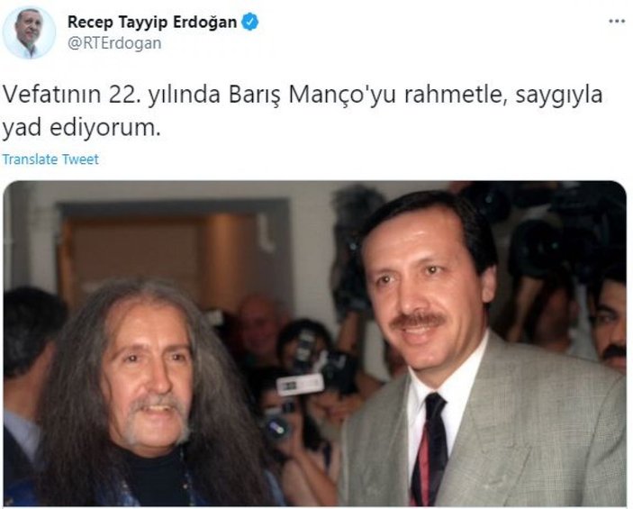 Cumhurbaşkanı Erdoğan, Barış Manço'yu andı