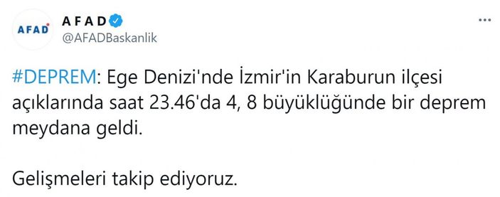 İzmir açıklarında 4.8 büyüklüğünde deprem