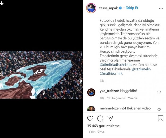 Bakasetas: Meydan okumak için Trabzonspor'u seçtim