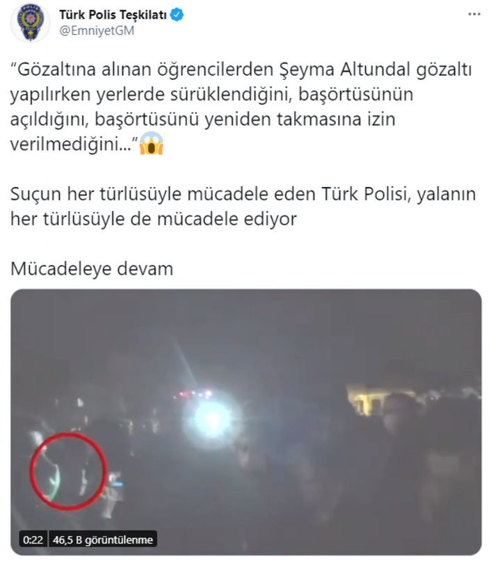 Emniyet, gözaltına alınan başörtülü öğrencinin görüntülerini paylaştı