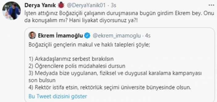 Ekrem İmamoğlu'nun 'liyakat' vurgusuna cevap