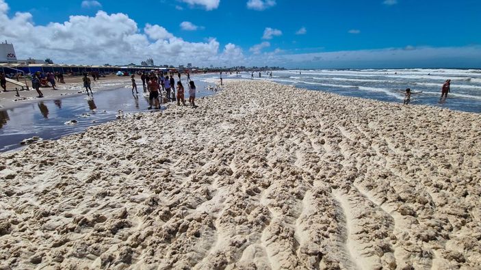 Arjantin’in gözde plajı köpürdü