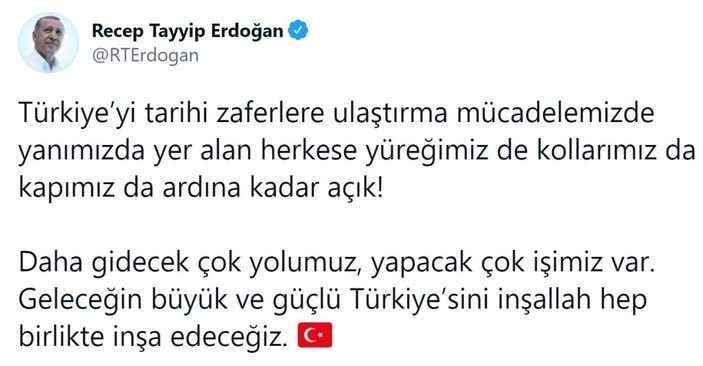 Cumhurbaşkanı Erdoğan'a destek tweet'leri 2 milyonu aştı