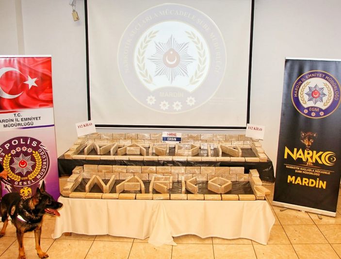 i Mardin polisi 112 kilogram eroin ele geçirdi