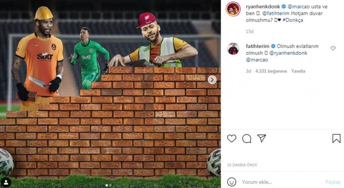 Ryan Donk'tan Instagram paylaşımı: Duvar olmuş mu Fatih Hocam