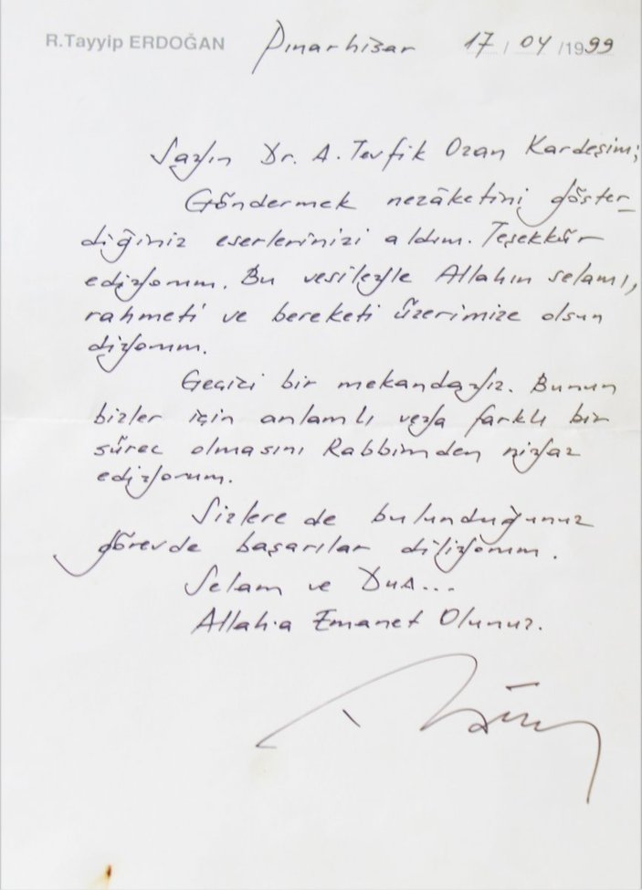 Erdoğan'ın gönderdiği mektup 22 yıl sonra Elazığ’da ortaya çıktı
