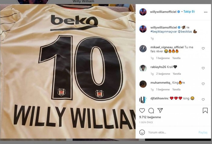 Fransız şarkıcı Willy William'dan Beşiktaş paylaşımı