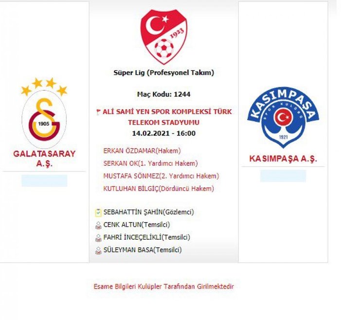 TFF, Galatasaray-Kasımpaşa, Gençlerbirliği-Beşiktaş maçlarının saatini değiştirdi