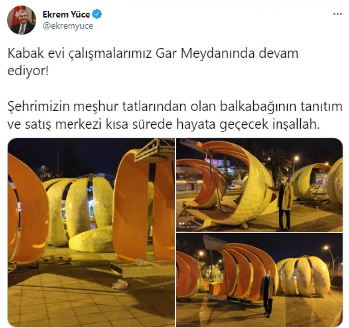 Sakarya Büyükşehir Belediyesi'nden kabak heykelinden ofis