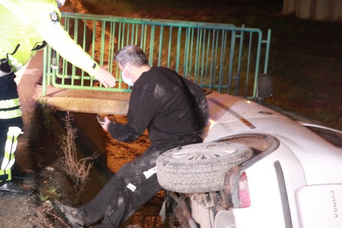 Kocaeli'de aracını kanala deviren alkollü sürücü: Nöbet tutuyorum