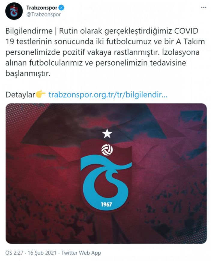 Trabzonspor'da 2 futbolcu daha koronavirüse yakalandı