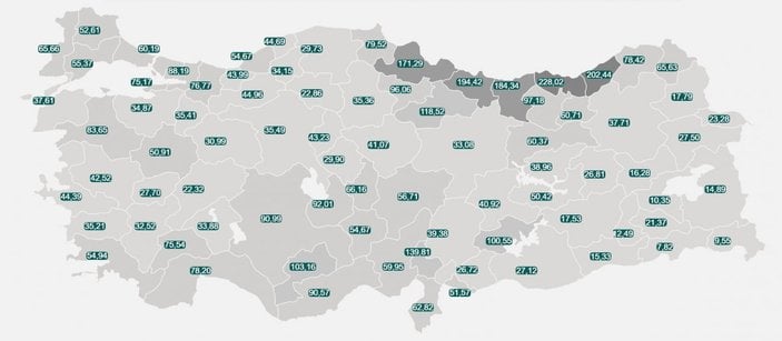 Türkiye'de en fazla ve en az koronavirüs vakalarına sahip şehirler