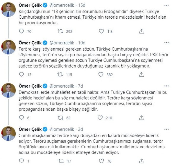 Ömer Çelik: Kılıçdaroğlu'nun sözleri provokasyondur