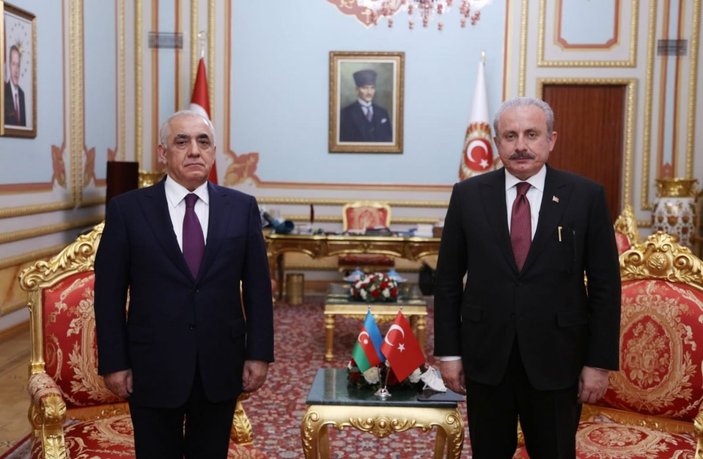 TBMM Başkanı Şentop, Azerbaycan Başbakanı Esedov’u Meclis’te misafir etti