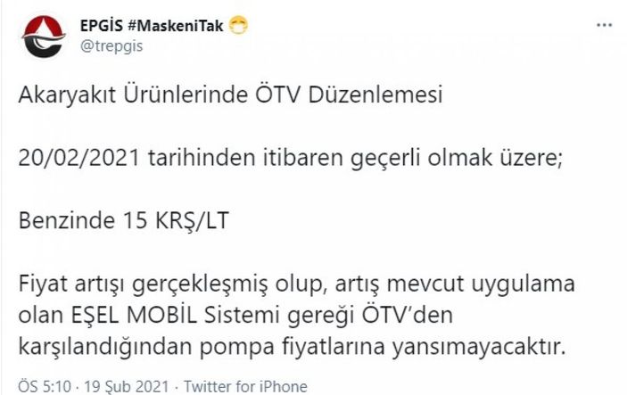 Benzine bu gece 15 kuruş zam yapılacak ancak pompaya yansımayacak