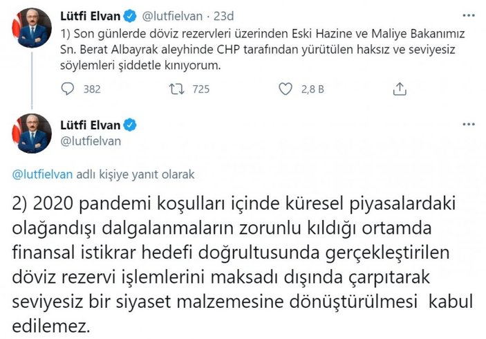 Lütfi Elvan: CHP tarafından yürütülen seviyesiz söylemleri kınıyorum