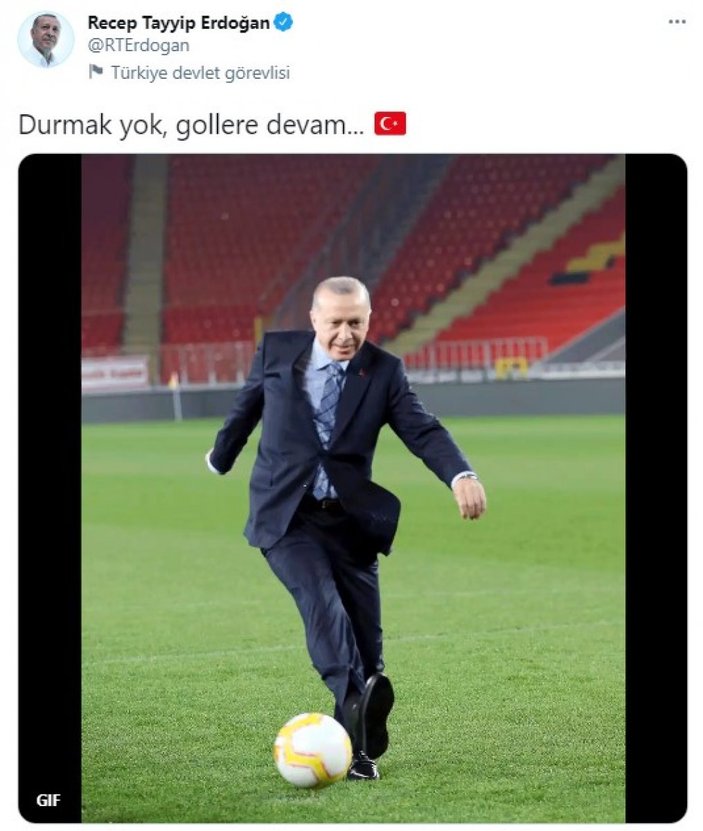 Cumhurbaşkanı Erdoğan'dan gol paylaşımı