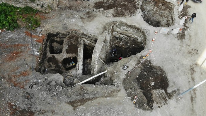 Trabzon'da otopark çalışmaları sırasında yer altından Roma kalıntıları çıktı