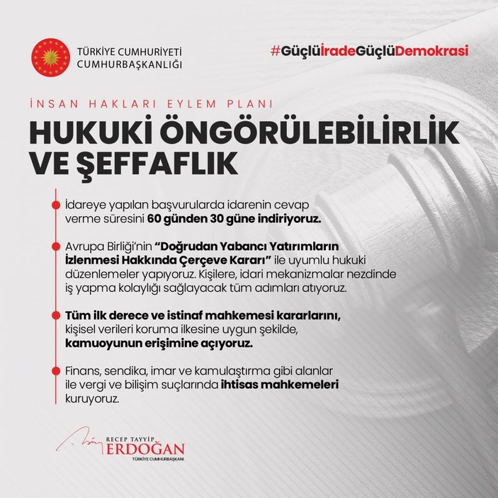 Erdoğan, İnsan Hakları Eylem Planı’nın 11 ilkesini açıkladı