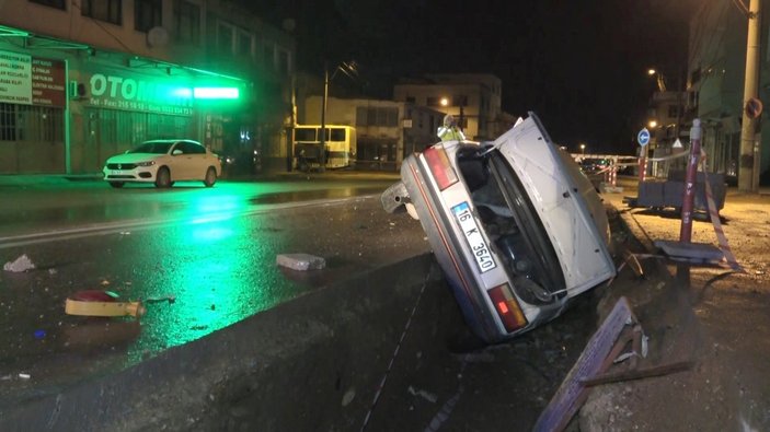 Bursa'da boş yolda kaza