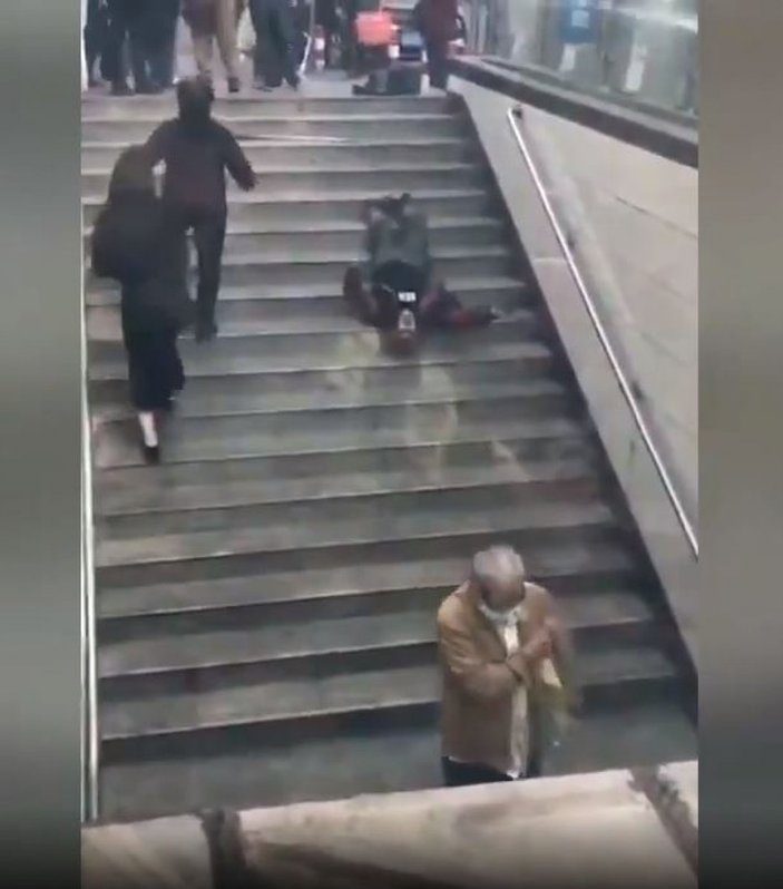 Çin'de düşen yaşlı kadına kimse yardım etmedi
