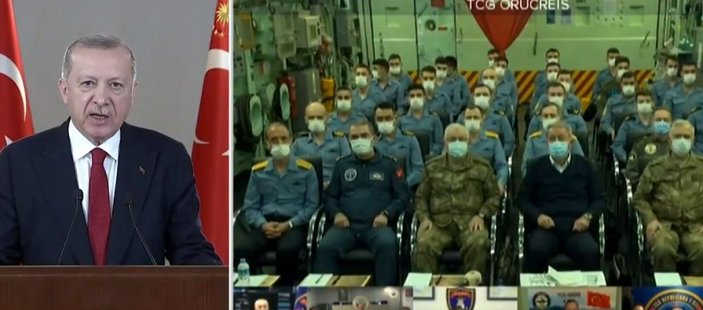 Cumhurbaşkanı Erdoğan, Mavi Vatan 2021 Taktik Tatbikatı'na katılan personele hitap etti