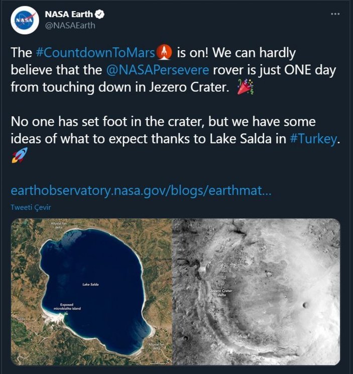 NASA: Salda Gölü'ne sahip olduğumuz için memnunuz