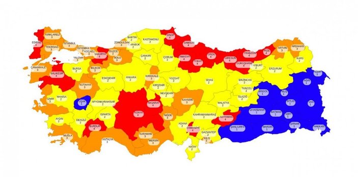Türkiye'nin korona risk haritası, kabine toplantısında güncellenecek