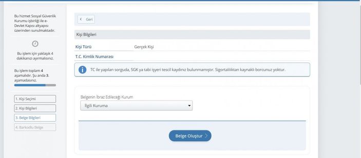 Borcu Yoktur Belgesi nasıl alınır? e-Devlet Borcu Yoktur Belgesi alma ekranı