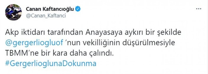 Canan Kaftancıoğlu, vekilliği düşürülen Ömer Faruk Gergerlioğlu'na sahip çıktı