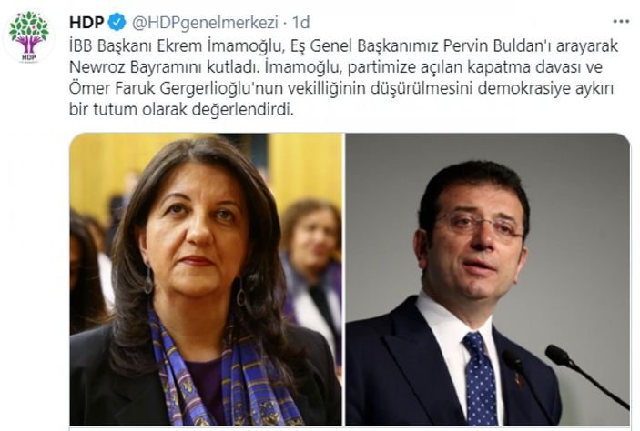 Ekrem İmamoğlu'ndan, Pervin Buldan'a geçmiş olsun telefonu