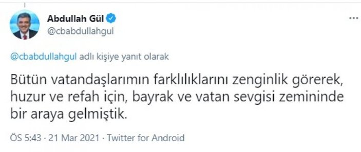 Abdullah Gül'den Nevruz paylaşımı