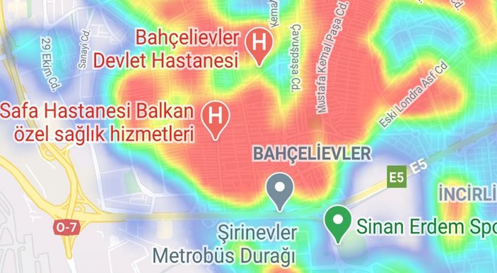 İstanbul'da ilçelere göre vaka yoğunluğu