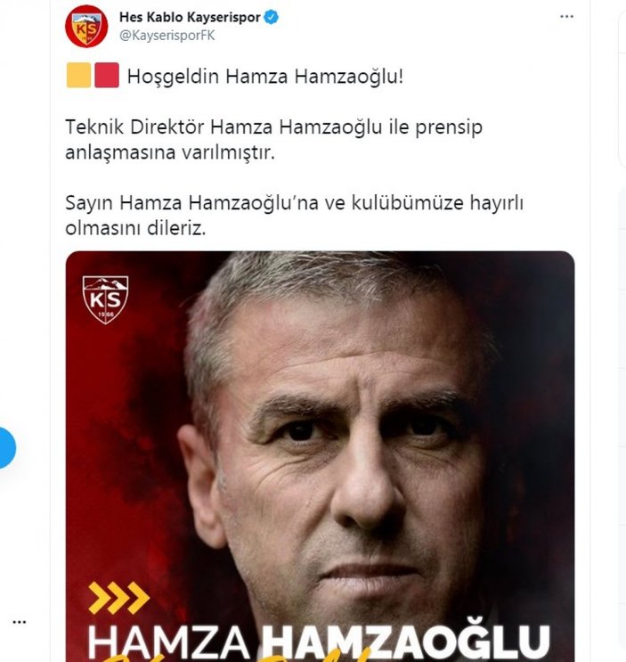 Kayserispor, Hamza Hamzaoğlu ile anlaştı