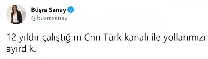 Büşra Sanay, CNN Türk ile yollarını ayırdı