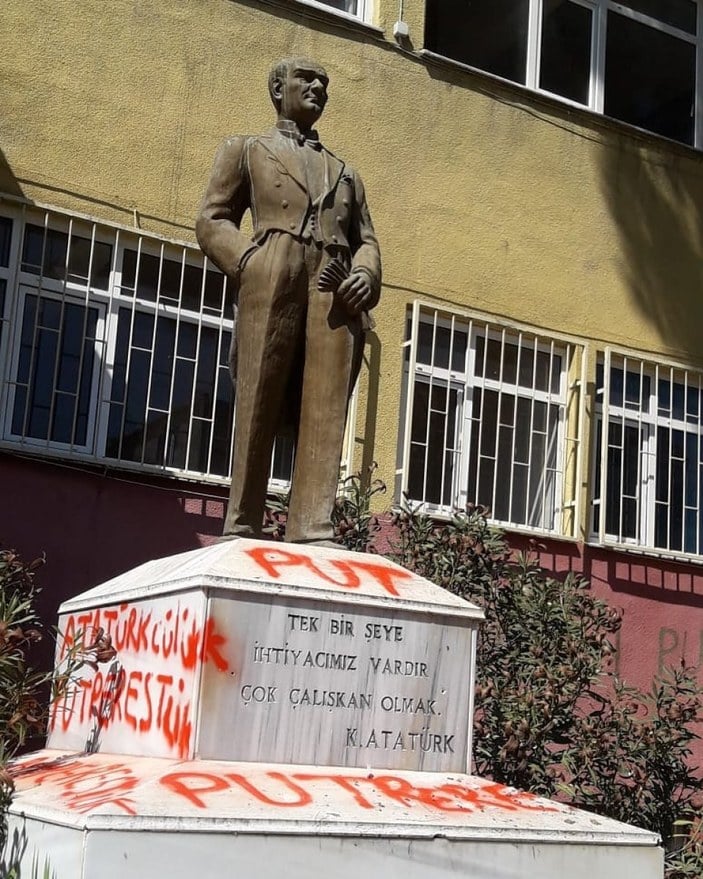 Tekirdağ'da Atatürk heykellerini boyayan saldırgan yakalandı