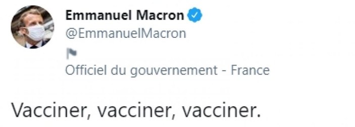 Emmanuel Macron: Aşı, aşı ,aşı
