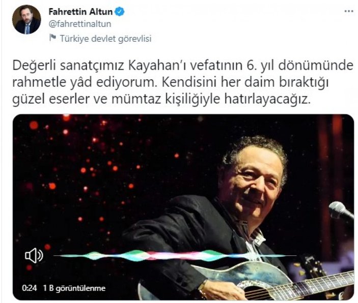 Fahrettin Altun Kayahan'ı ölüm yıl dönümünü andı