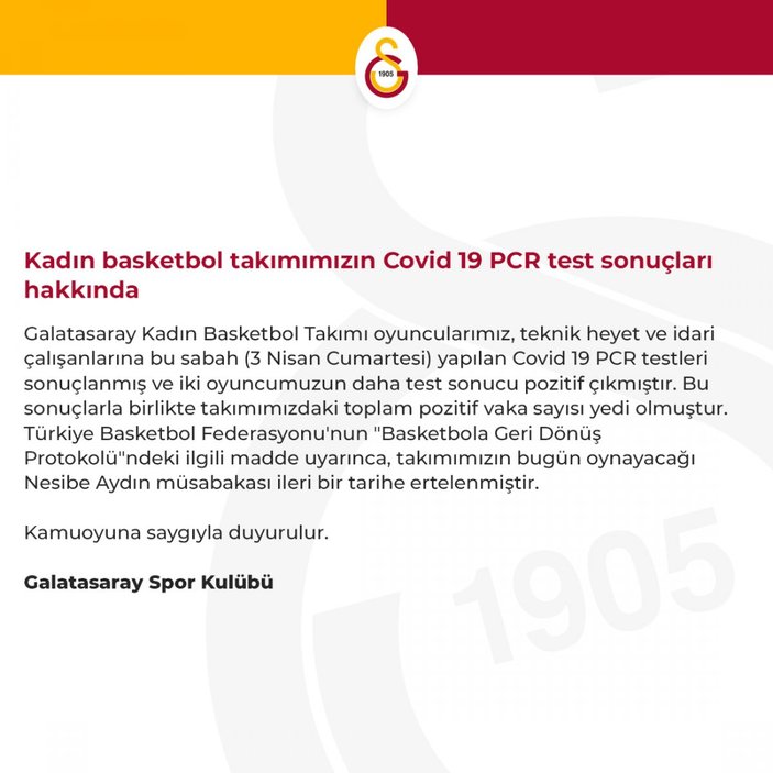 Galatasaray - Nesibe Aydın basket maçı ertelendi