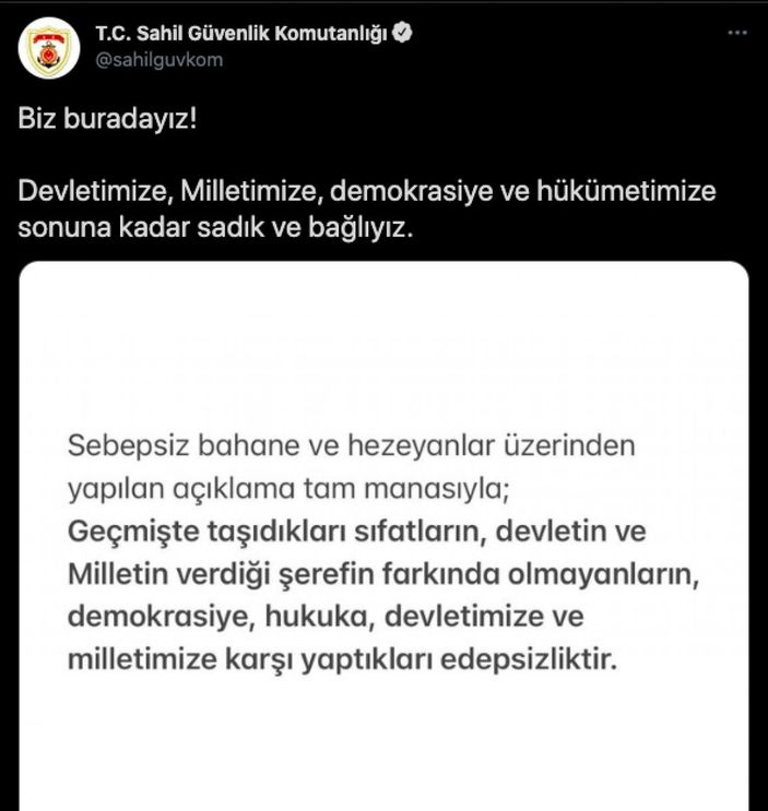 Amirallerin bildirisine karşı cevap: Biz buradayız