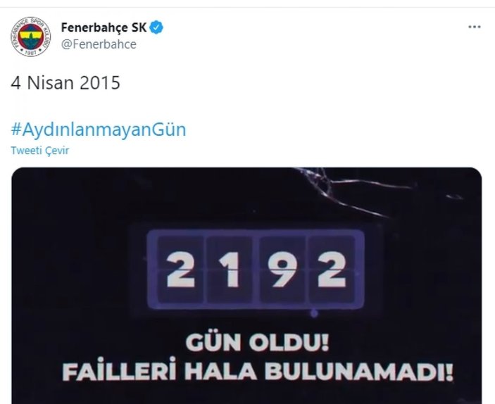 Fenerbahçe'den 4 Nisan paylaşımı