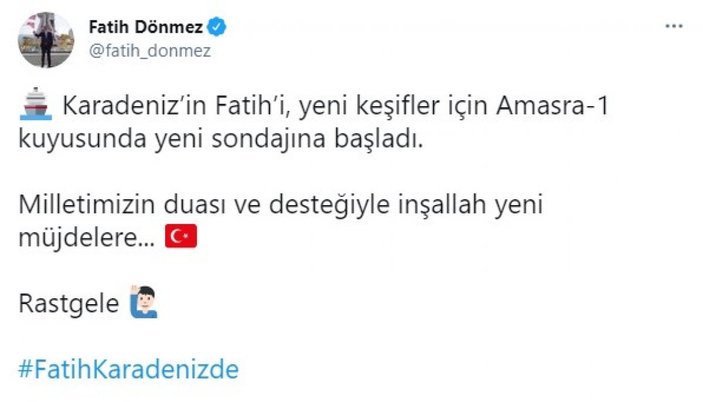 Fatih Dönmez: Karadeniz'in Fatih'i yeni sondaja başladı