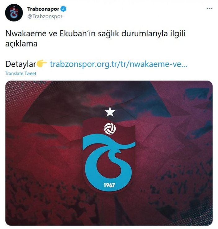 Trabzonspor'dan Nwakaeme ve Ekuban açıklaması